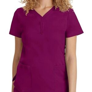 Healing Hands Women's V-Neck Scrub Set - Wine